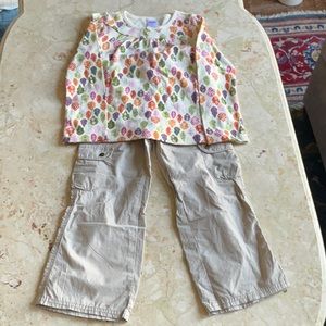 NWT girls Gymboree top size 6, and Kiabi cargo pants, size 5